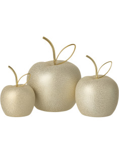 Lot de 3 Pommes déco Porcelaine Doré Pomélio 