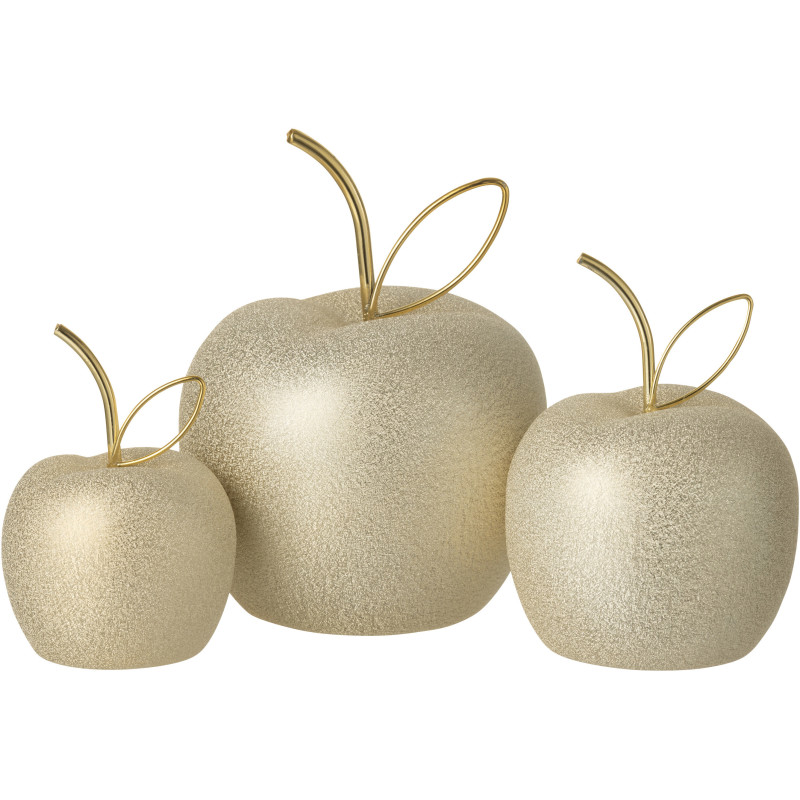 Lot de 3 Pommes déco Porcelaine Doré Pomélio 