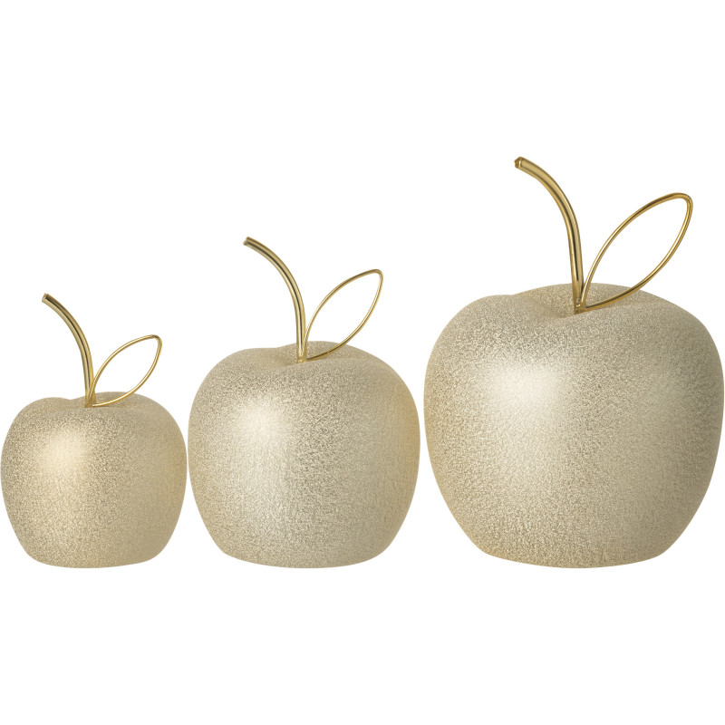 Lot de 3 Pommes déco Porcelaine Doré Pomélio 