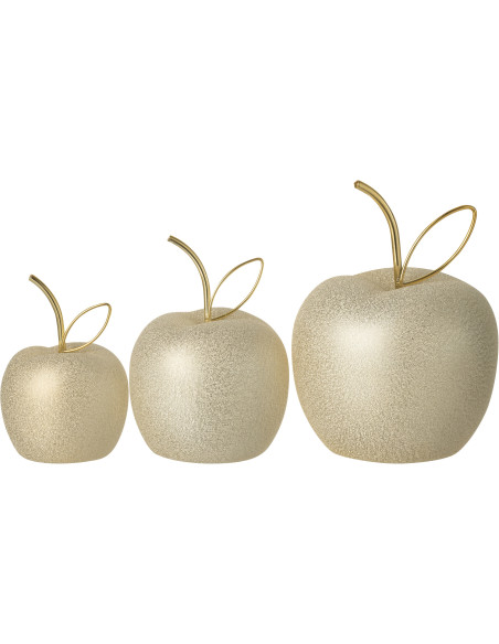 Lot de 3 Pommes déco Porcelaine Doré Pomélio 