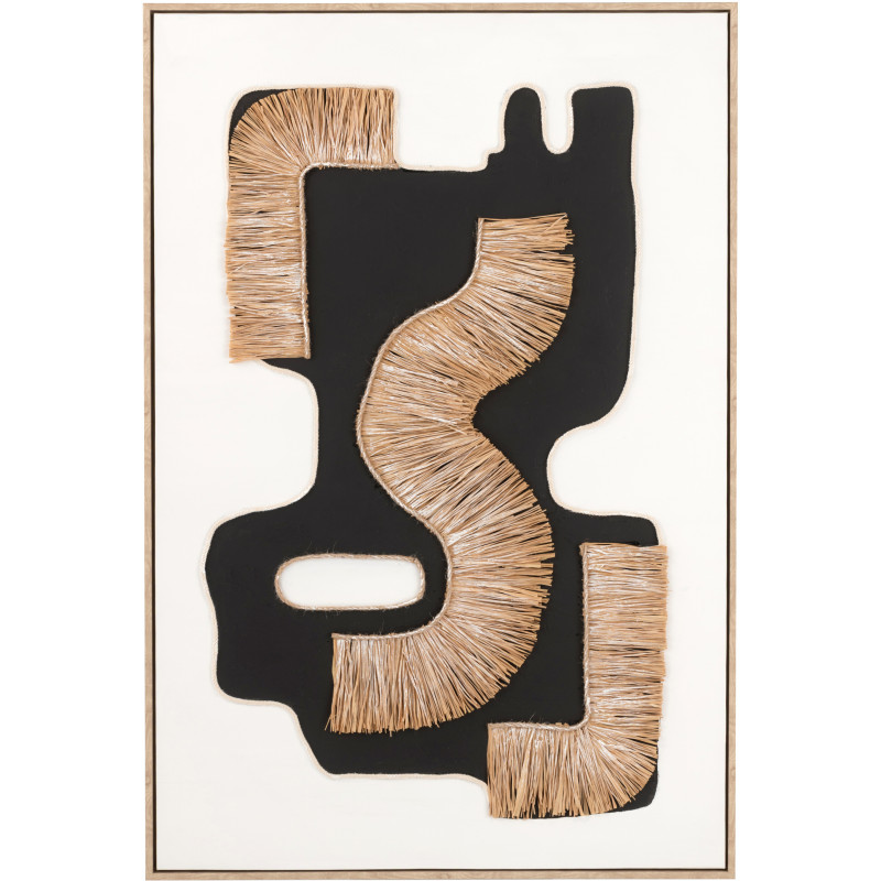 Grande Toile murale relief abstrait Cadre bois naturel 83x123 Hut 