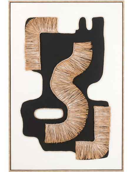 Grande Toile murale relief abstrait Cadre bois naturel 83x123 Hut 