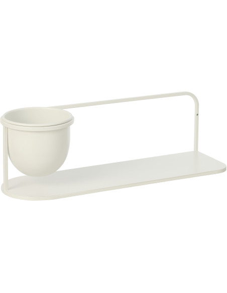 Étagère murale design avec Cache-pot 53 cm Métal Blanc Koreko 