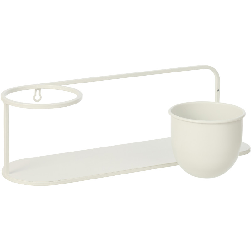 Étagère murale design avec Cache-pot 53 cm Métal Blanc Koreko 