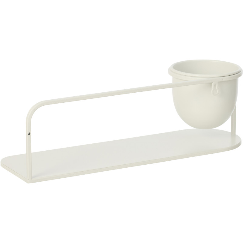Étagère murale design avec Cache-pot 53 cm Métal Blanc Koreko 