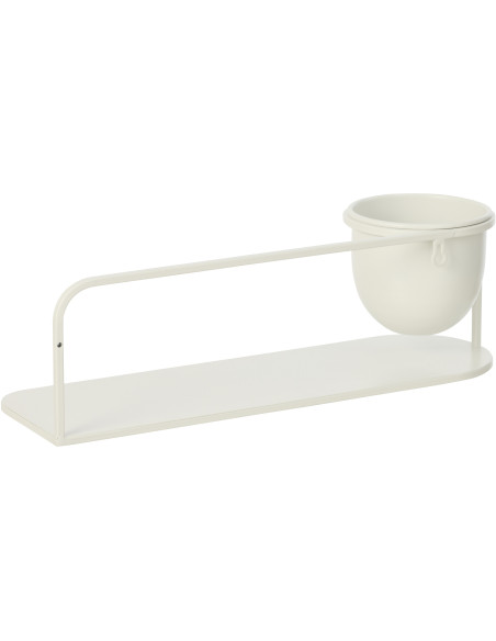 Étagère murale design avec Cache-pot 53 cm Métal Blanc Koreko 