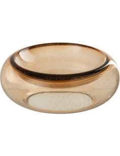 Grand Vide-poches déco design Rond 33 cm Verre Ambré Avec paillettes Carol 