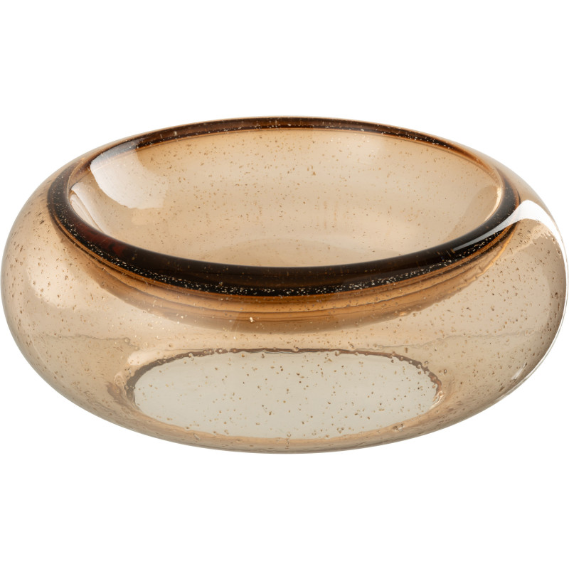 Grand Vide-poches déco design Rond 33 cm Verre Ambré Avec paillettes Carol 