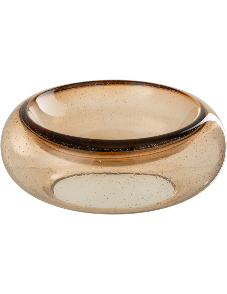 Grand Vide-poches déco design Rond 33 cm Verre Ambré Avec paillettes Carol 