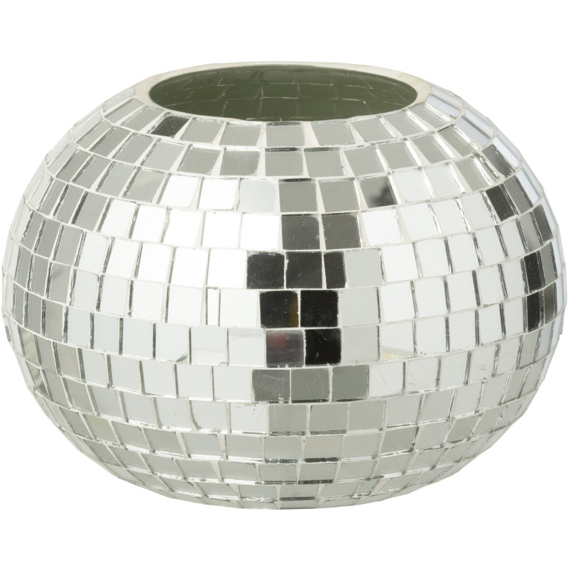 Photophore design boule à facettes D 16 cm Miroir Argenté Disco 