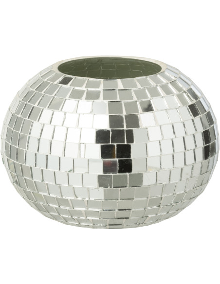 Photophore design boule à facettes D 16 cm Miroir Argenté Disco 