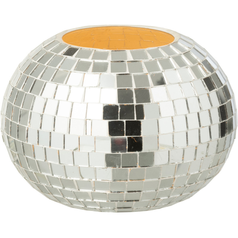 Photophore design boule à facettes D 16 cm Miroir Argenté Disco 
