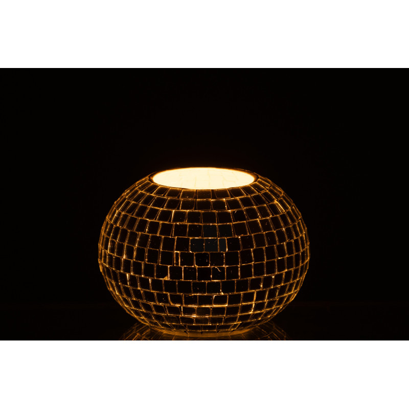 Photophore design boule à facettes D 16 cm Miroir Argenté Disco 