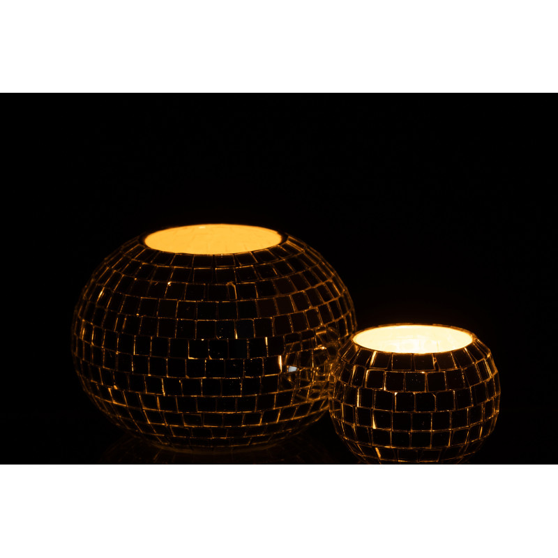 Photophore design boule à facettes D 16 cm Miroir Argenté Disco 