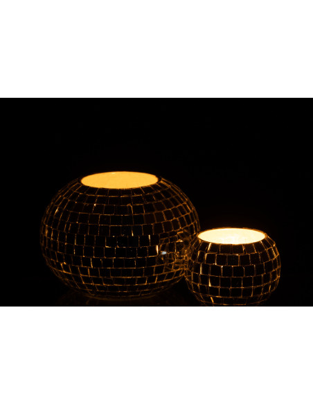 Photophore design boule à facettes D 16 cm Miroir Argenté Disco 