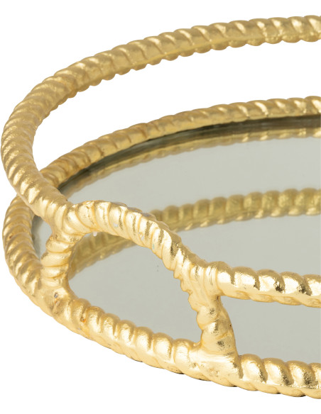 Plateau déco moderne chic Rond 39 cm Métal Doré Miroir Dorévino 