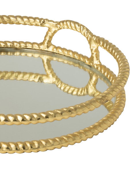 Plateau déco moderne chic Rond 39 cm Métal Doré Miroir Dorévino 