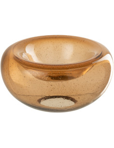 Vide-poches déco design Rond 26 cm Verre Ambré Avec paillettes Carol 