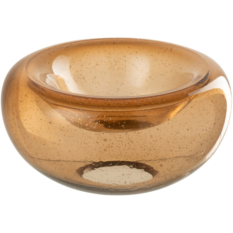 Vide-poches déco design Rond 26 cm Verre Ambré Avec paillettes Carol 