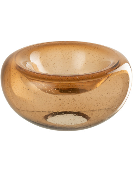 Vide-poches déco design Rond 26 cm Verre Ambré Avec paillettes Carol 