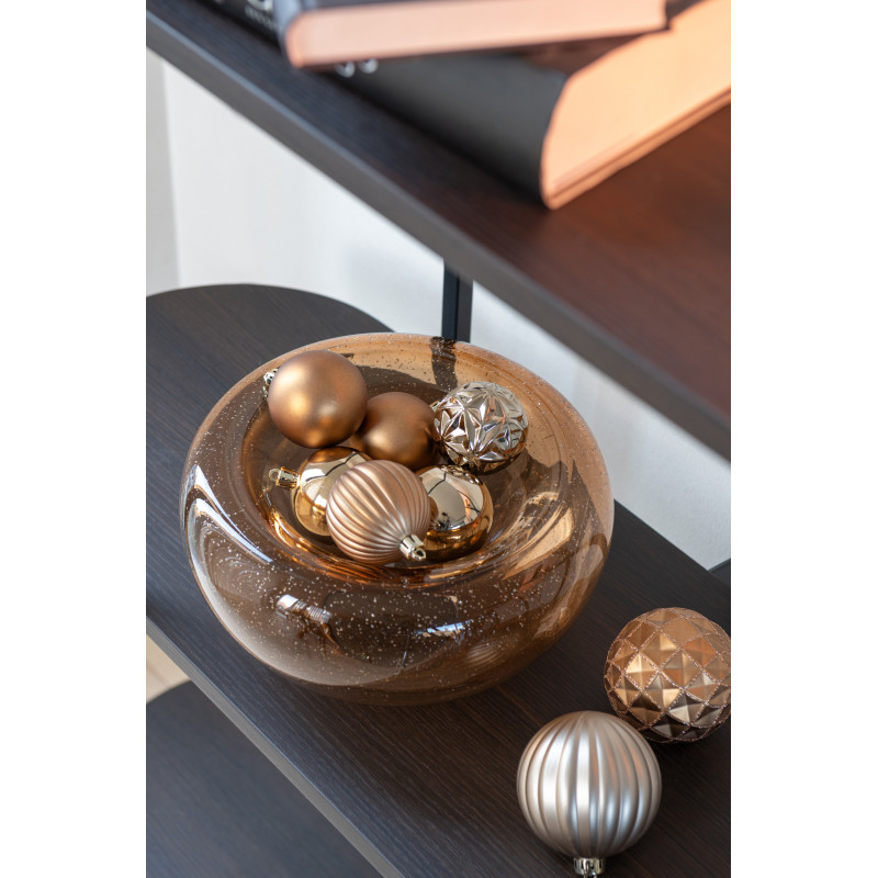 Vide-poches déco design Rond 26 cm Verre Ambré Avec paillettes Carol 