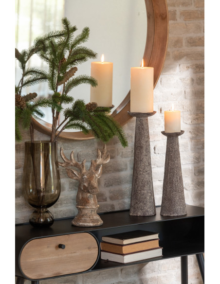 Bougeoir vintage chic H 36 cm Métal Marron Vieilli Terrasabi 