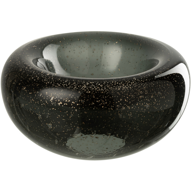 Vide-poches déco design Rond 26 cm Verre Noir Avec paillettes Carol 