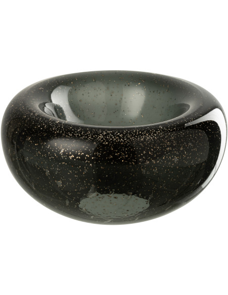 Vide-poches déco design Rond 26 cm Verre Noir Avec paillettes Carol 