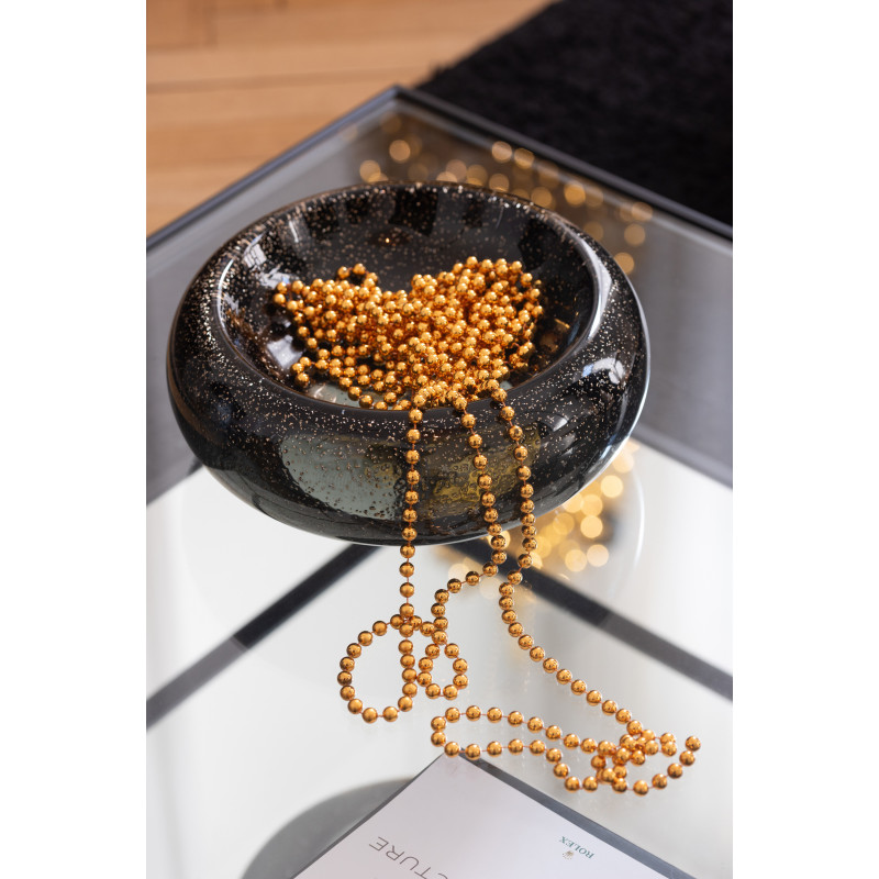 Vide-poches déco design Rond 26 cm Verre Noir Avec paillettes Carol 