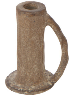 Bougeoir vintage chic avec poignée H 12 cm Métal Marron Vieilli Terrasabi 