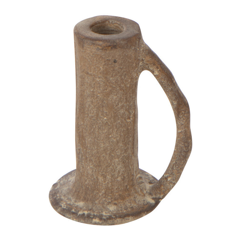 Bougeoir vintage chic avec poignée H 12 cm Métal Marron Vieilli Terrasabi 