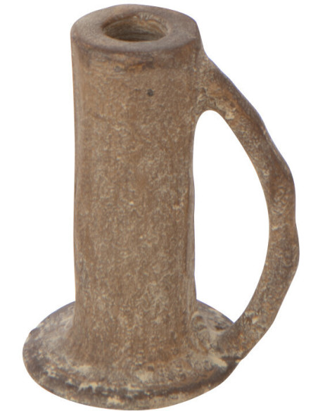 Bougeoir vintage chic avec poignée H 12 cm Métal Marron Vieilli Terrasabi 