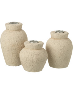 Lot de 3 Bougeoirs Wabi-sabi Ciment Beige Norali 