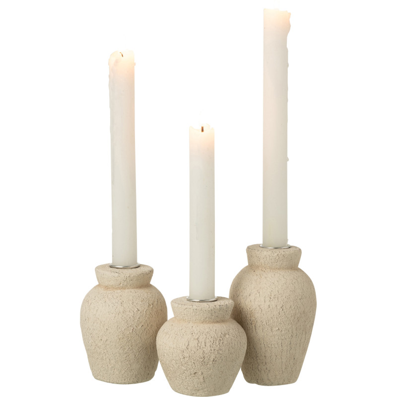 Lot de 3 Bougeoirs Wabi-sabi Ciment Beige Norali 