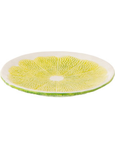 Assiette à dessert style provençal Citron Ronde 19 cm Dolomite Vert Blanc Grumyo 