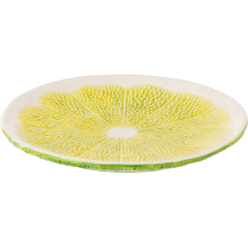 Assiette à dessert style provençal Citron Ronde 19 cm Dolomite Vert Blanc Grumyo 