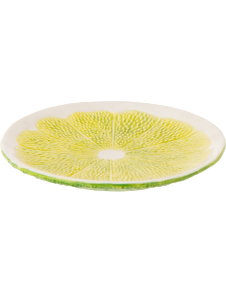 Assiette à dessert style provençal Citron Ronde 19 cm Dolomite Vert Blanc Grumyo 