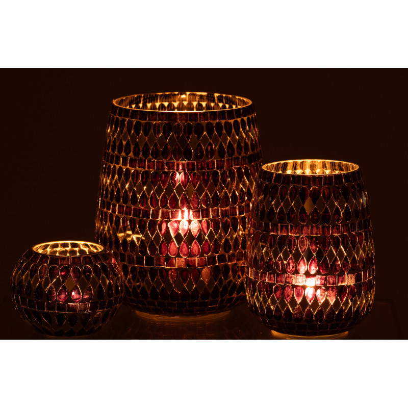 Grand Bougeoir design art déco D 17 cm Verre Noir Argenté Mosaïque Noctysso 