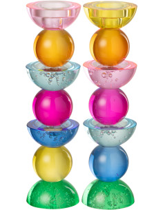 Lot de 2 Chandeliers design pop H 30 cm Verre Multicolore Chromysio 