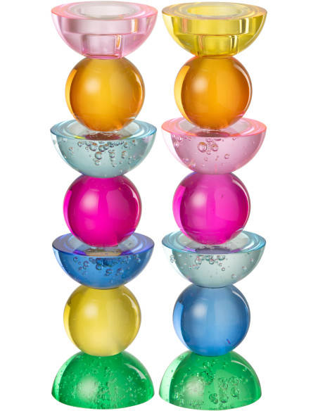 Lot de 2 Chandeliers design pop H 30 cm Verre Multicolore Chromysio 