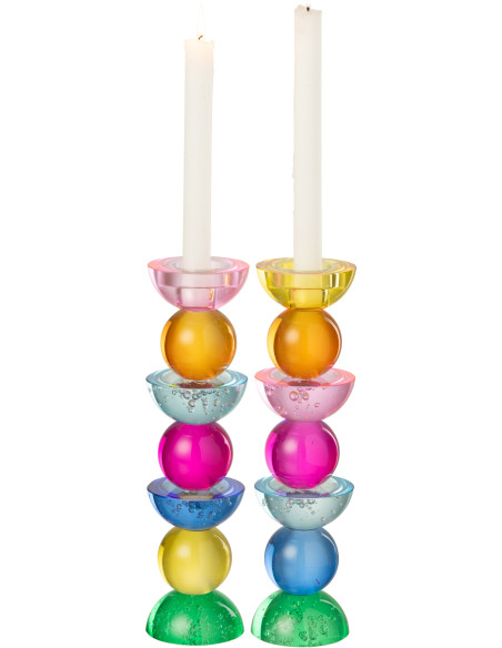 Lot de 2 Chandeliers design pop H 30 cm Verre Multicolore Chromysio 