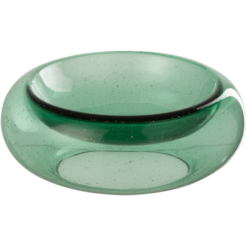 Grand Vide-poches déco design Rond 33 cm Verre Vert émeraude Avec paillettes Carol 