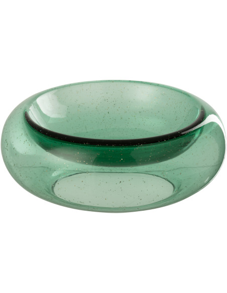 Grand Vide-poches déco design Rond 33 cm Verre Vert émeraude Avec paillettes Carol 