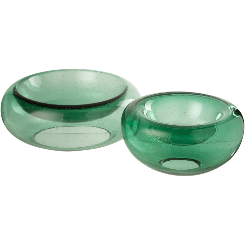 Grand Vide-poches déco design Rond 33 cm Verre Vert émeraude Avec paillettes Carol 