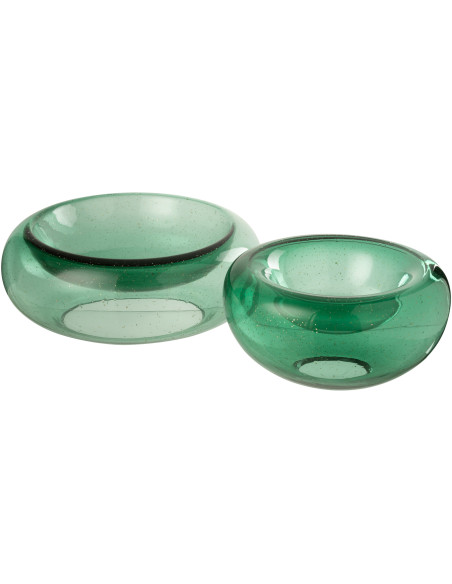 Grand Vide-poches déco design Rond 33 cm Verre Vert émeraude Avec paillettes Carol 