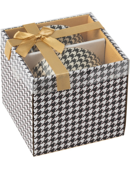Lot de 2 Bols petit-déjeuner moderne chic Rond 570 ml Porcelaine Blanc Noir Motif pied-de-poule Modénia 