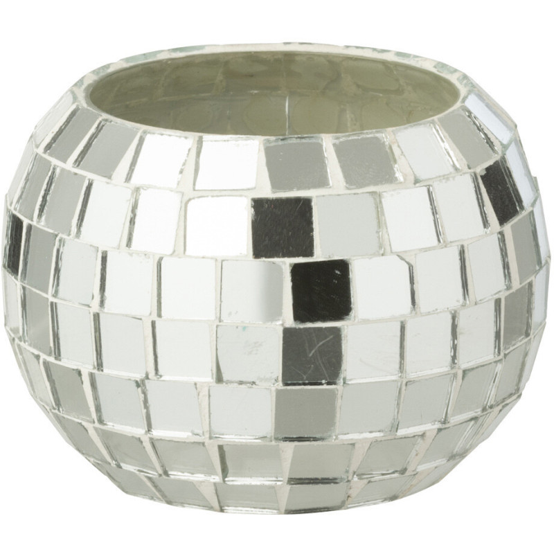 Photophore design boule à facettes D 9 cm Miroir Argenté Disco 