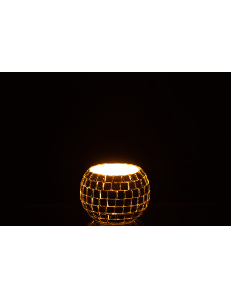 Photophore design boule à facettes D 9 cm Miroir Argenté Disco 