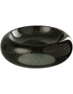 Grand Vide-poches déco design Rond 33 cm Verre Noir Avec paillettes Carol 
