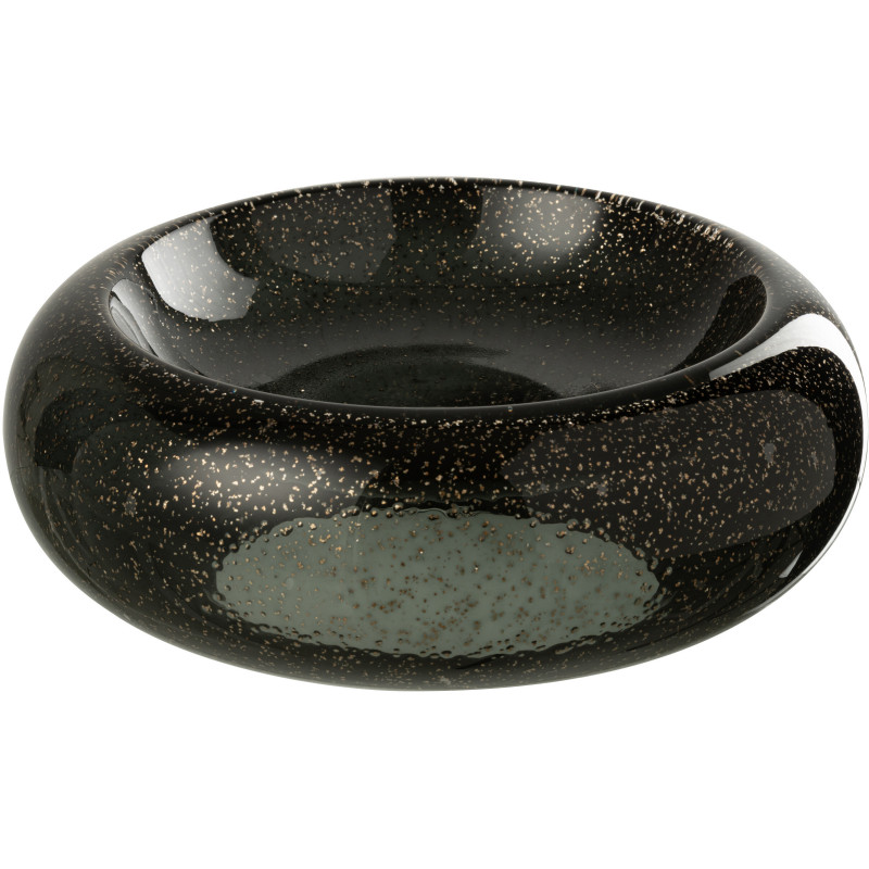 Grand Vide-poches déco design Rond 33 cm Verre Noir Avec paillettes Carol 